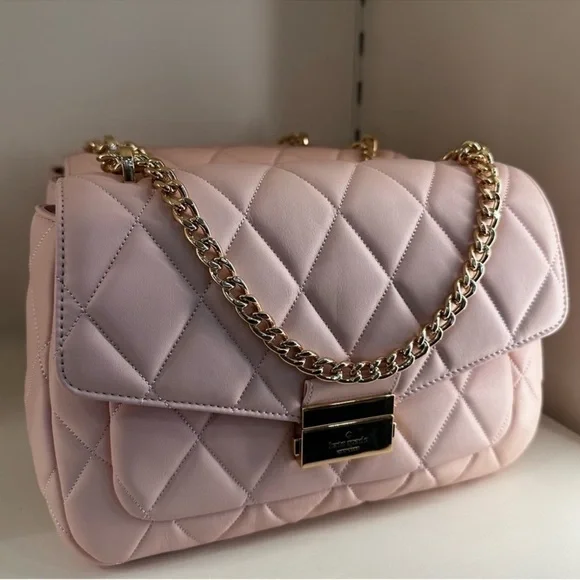Kate Spade Carey Medium Quilted Flap Shoulder Bag Light Pink
